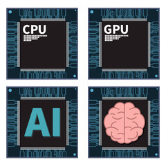 ハイテクなマイクロチップ（プロセッサ）のベクターイラスト