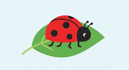Fototapeta premium Ladybug on a Leaf - A Charming Vector Illustration.