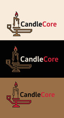 Fototapeta premium Elegant CandleCore Logo Design with Flame and Stand.