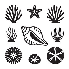 Sea shell icon vector set