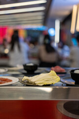 Chinese Cabbage at Shabu-Shabu Conveyor Belt Restaurant