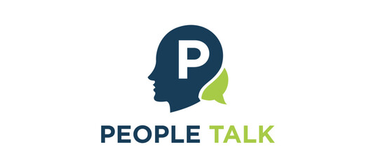 People talk with bubble chat logo design inspiration.