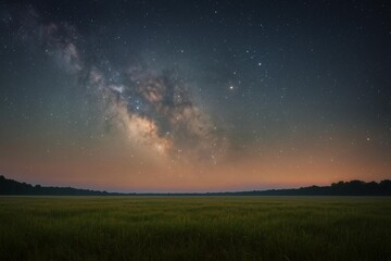 Stunning Milky Way Over Tranquil Field at Twilight