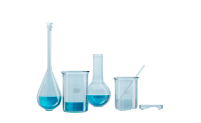 Laboratory Glassware with Blue Liquid for Scientific Experiment