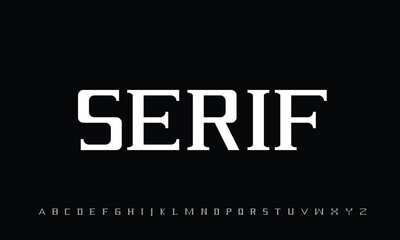 Serif Regular vector font alphabet with numbers