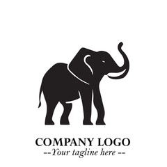 Obraz premium Majestic Elephant Logo Symbol in Black on White Background with Elegant Minimalist Modern Design