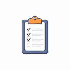 Cartoon illustration of a clipboard with a completed checklist or todo list symbolizing tasks and organization