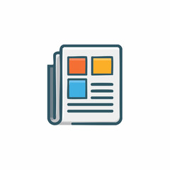 Fototapeta premium Outline Cartoon Newspaper with Content Blocks and Titles for News