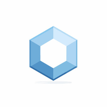 Modern translucent light blue hexagonal geometric shape 3D rendered abstract design element