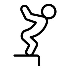 Athlete man on the pier line icon, summer sports concept. Vector graphics. Diver prepare to jump, diving sign on white background, style icon mobile or web design.
