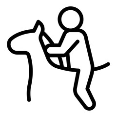 Athlete man on horse animal line icon, horse sport concept. Vector graphics. Horse racing, sportsman sign on white background, style icon mobile or web design.