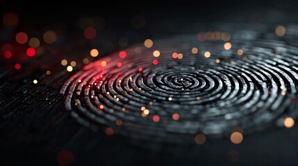 Obraz premium Unlock the future with this stunning fingerprint design, a modern symbol of security, identity, and innovation, enhanced by dynamic bokeh lights for captivating visuals