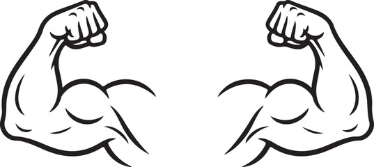 Muscle Icon – Strong Arm Muscle Flat Vector Illustration