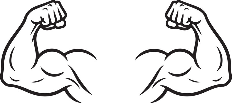 Muscle Icon &ndash; Strong Arm Muscle Flat Vector Illustration
