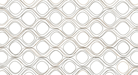 Fototapeta premium Abstract seamless pattern with interconnected wavy brown lines forming rounded, organic shapes on a white background.