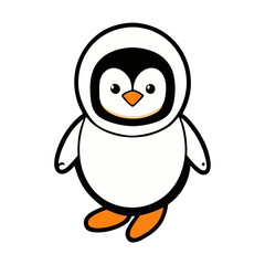 astronaut penguin floating with helmet on white background