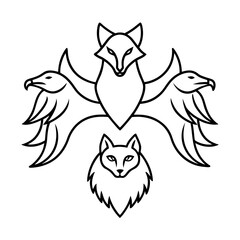 animal spirits line art fox eagle wolf continuous