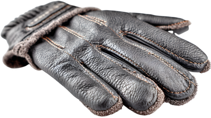 Leather winter gloves, soft textured detail, angled studio light, isolated on white background