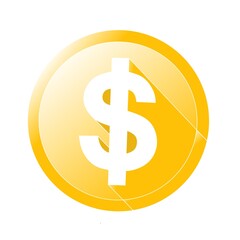 Dollar gold coin vector on white background,dollar coin icon vector,money coin Icon image ,dollar coin design illustration, gold coin Dollar image