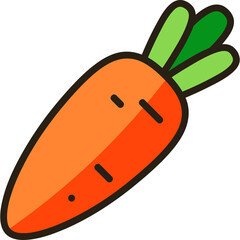 Bright Orange Carrot Vegetable Icon With Green Tops Isolated On Transparent Background Healthy Food Ingredient For Cooking And Nutrition