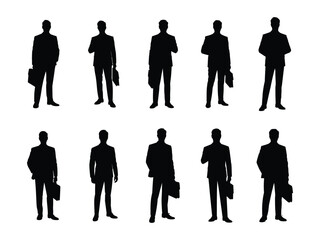 Business people standing silhouette vector on white background. 