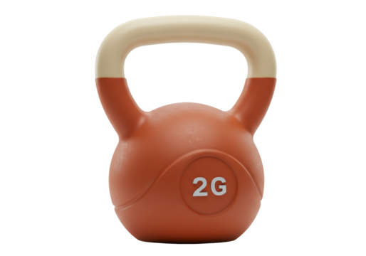 Isolated 2-kilogram kettlebell for training at gym or home, fitness equipment for exercise and strength