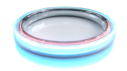 Modern ring light, sleek circular design with glow effect, isolated on white background