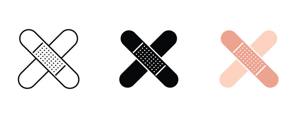 Band aid icon set vector on white background. bandage, medical, health, care, symbol.