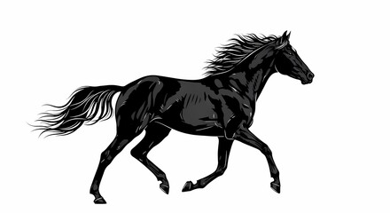 Fototapeta premium horse silhouette isolated on white