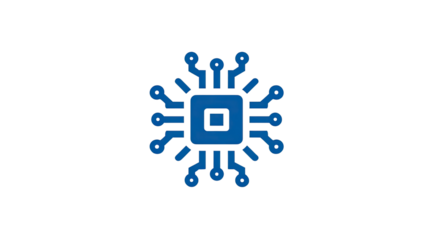 artificial intelligence chip icon representing digital processor futuristic ai technology hardware element isolated on white background
