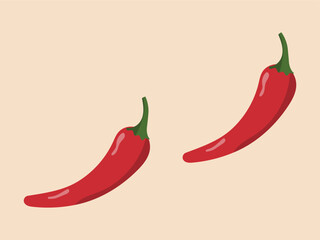 red chili peppers on a light beige background. vector illustration