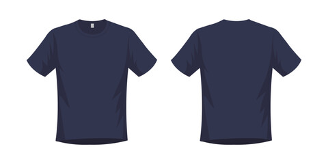 Navy blue tshirt for apparel mockup. vector illustration 