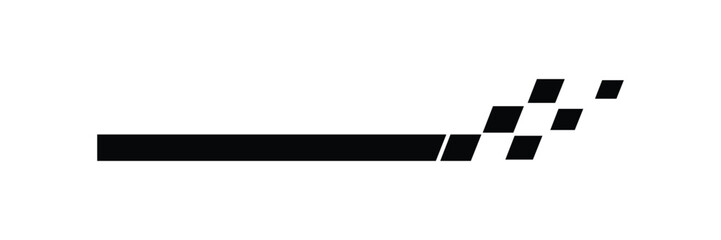 Black racing stripe with checkered flag. vector illustration 