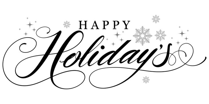 Happy holidays text phrase. vector calligraphy. Greeting holiday card, Christmas and New Year phrase. Hand lettering inscription to winter holiday design