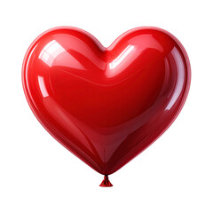 Red heart balloon isolated on transparent background