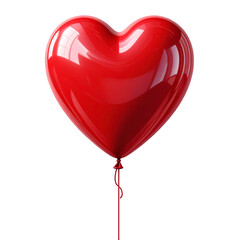 3D heart shaped red balloon on transparent background