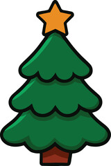 Christmas tree silhouette vector art and illustration.