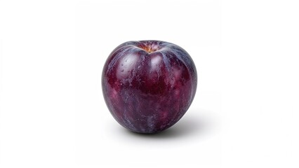 Fototapeta premium Blue ripe plum fruit closeup isolated on white