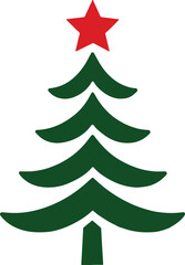  Christmas tree with a red star vector art and illustration