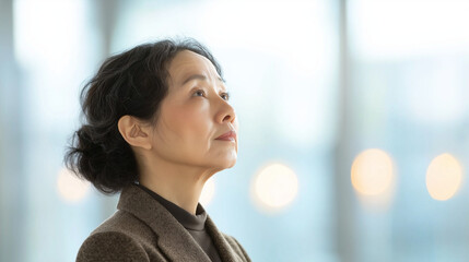 Confident Asian female entrepreneur embodying professionalism and creativity