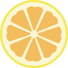 Bright Yellow Lemon Slice With Light Yellow Rind and Orange Segments Isolated on Transparent Background Healthy Food Concept.