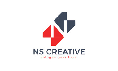 Modern Geometric NS Lettermark Logo for Creative Branding – Sleek, Minimal, and Professional Design for Innovative Businesses Template