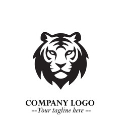 Head of Tiger Logo Symbol in Black on the White Background with Bold and Minimalist Style
