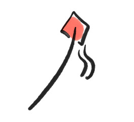 墨絵のシンプルな凧　凧あげ・正月素材