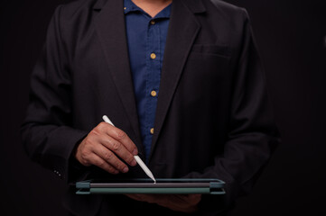 Businessman, Digital Tablet, Pen. Work, Creative Design, Planning.