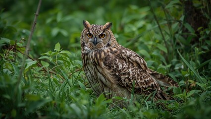Fototapeta premium Portrait of an Eurasian Eagle Owl (lat. Bubo bubo)
