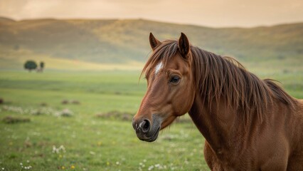 Obraz premium Mongolian horse in the Valley.