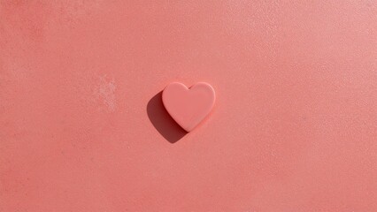 Fototapeta premium Heart on coral concrete backdrop