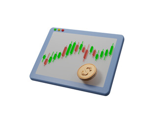 Global trading financial business stock market chart icon isolated on transparent background, technology trade exchange financial and investment concept. Cryptocurrency economy. 3d rendering