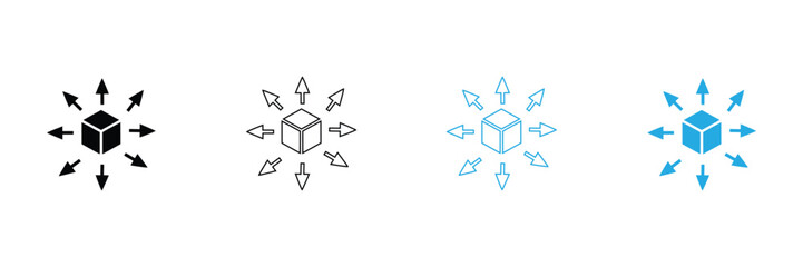 Discover the power of distribution with these icons representing scalability, delivery, and global expansion. Perfect for business and tech ventures. Modern and impactful.
